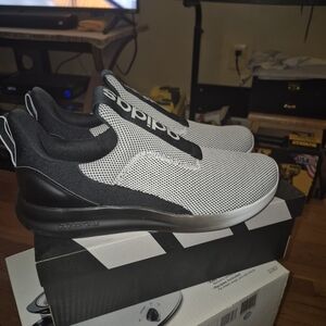 Adidas Men's Black and White Slip-On Shoes, the light racer adapt 7.0